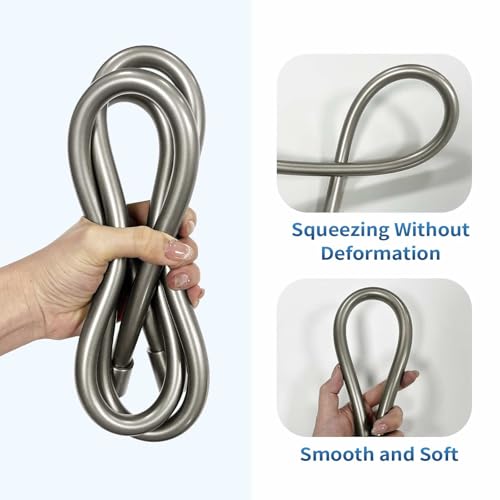 TRIPHIL Kink-free Silicone Shower Hose, 59" Extra Long Flexible RV Handheld Shower Head Hose Replacement, with Brass Insert and Nut, Premium Anti-Explosion Brushed Nickel - color: Brushed Nickel, size: 59 Inch