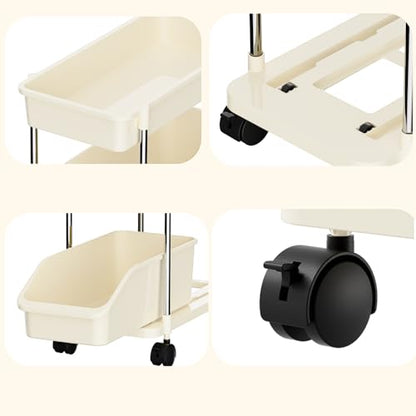 Slim Storage Cart 4 Tier Slim Rolling Utility Cart with Pull-Out Baskets & Wheels for Narrow Space in Kitchen Dining Room Bathroom Laundry Room Cream White (Width 6.3 Inches) - size: 4 Tier