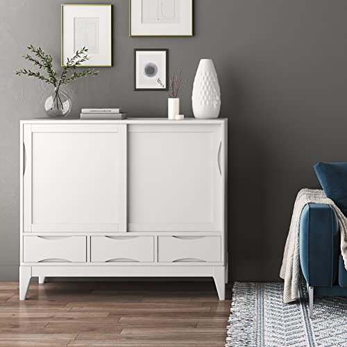 SIMPLIHOME Lowry 39" Acacia Wood Cabinet in Distressed Golden Wheat - color: White, size: 48 inch