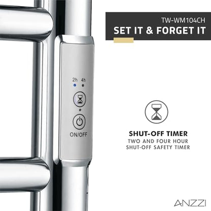 ANZZI Crete 10 Bar Stainless Steel Wall Mounted Towel Warmer Rack | Temperatue Range 104 F 122 F For Quick Warming, F 122 Made Sturdy Add Touch, Finish Polished Chrome, Rhino Alloy Certified