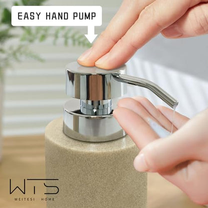 Resin Bathroom Accessories Set, 4 Pcs Modern Bathroom Accessory Set with Liquid Plastic Pump Lotion Soap Dispenser,2 Toothbrush Cup, Soap Dish Countertop Vanity Organizer (Beige) - color: Beige
