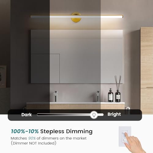 KAISITE Modern Bathroom Light - 39 Inch Dimmable 5CCT LED Vanity Light Bar for Restroom - color: Gold, size: 39 Inch