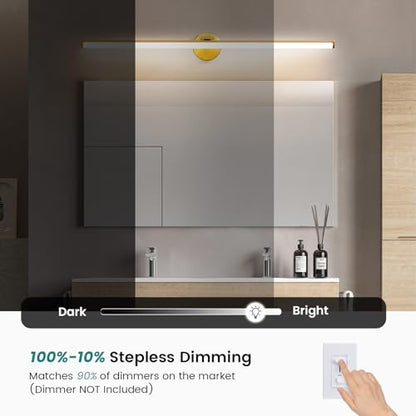 KAISITE Modern Bathroom Light - 39 Inch Dimmable 5CCT LED Vanity Light Bar for Restroom - color: Gold, size: 39 Inch
