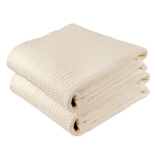 GILDEN TREE Waffle Bath Sheet Large Bath Towels Quick Dry Thin Body Towels, 40x80 Oversized Bath Towels for Adults, 2 Pack Bath Sheet Set, Classic Style (Cream) - color: Cream, size: Bath Sheet (2 Pack)