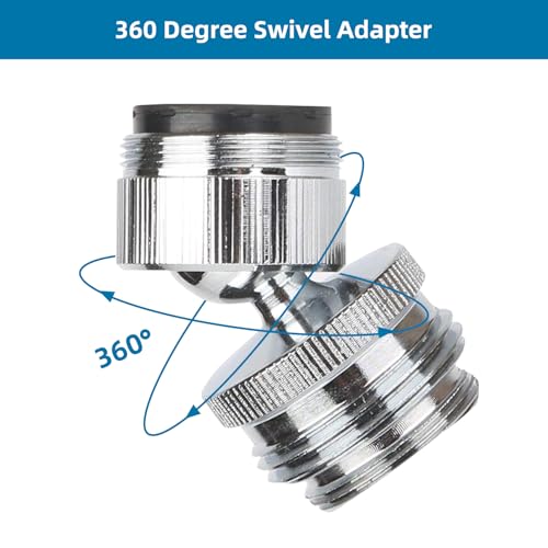 Hibbent Faucet Adapter Kit, Swivel Aerator Adapter to Connect Garden Hose - Multi-Thread Kitchen Sink Faucet to Garden Hose Adapter 3/4 Inch - Chrome Finished - color: Chrome, style: Swivel Garden Hose Adapter