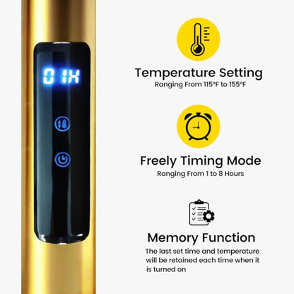Heated Towel Racks for Bathroom 8-Bars, 23" Wall Mounted Electric Towel Warmer Racks with Timer & Temperature Control,Gold