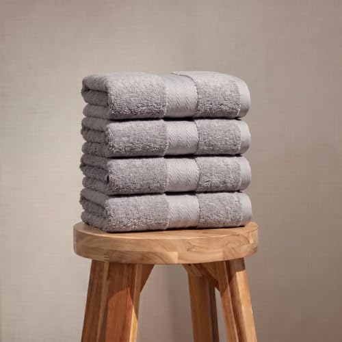 Fabdreams 100% Organic Cotton Hand Towels Set of 4 700 GSM Ultra Soft Plush Absorbent Durable Skin-Friendly Spa Hotel Premium Comfort 16 x 30 inches Dark Gray - color: Dark Gray, size: 4-Piece Hand Towel Set