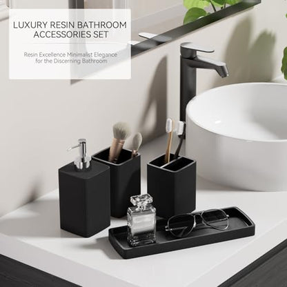 Black Bathroom Sets, Black Bathroom Accessories Set with Shower Curtain and No-Slip Bath Rugs, Natural Loofah Sponge, Soap Dispenser, Toothbrush Holder, Bathroom Tumbler and Tray for Bathroom - size: Bath Set+Shower Curtain+Bath Rugs+2PCS Loofah, style: B