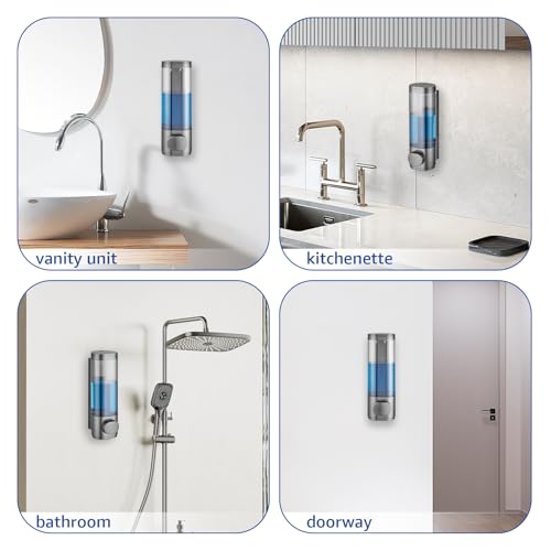 Pollock Shampoo and Conditioner Dispenser 1 Chamber No Drill | Shower Soap Pump Dispenser Wall Mounted,Body Wash Dispenser,Shower Gel Shampoo Holder for Bathroom Accessories, (Gun1) - color: Gun1
