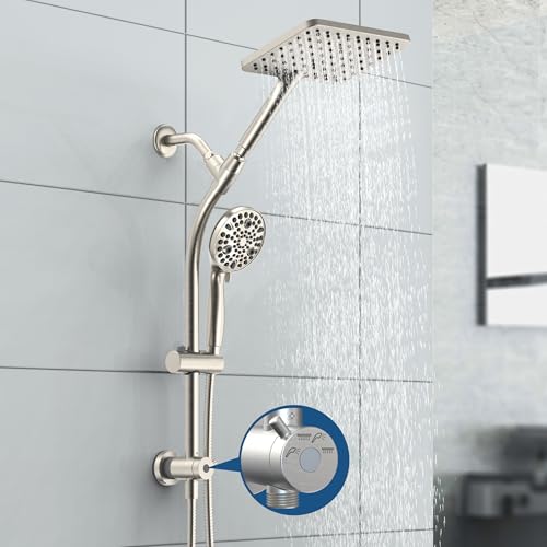 Rain Shower Head with Handheld High Pressure rainfall Shower Heads with Handheld Spray Combo,Brushed Nickel - color: Brushed Nickel