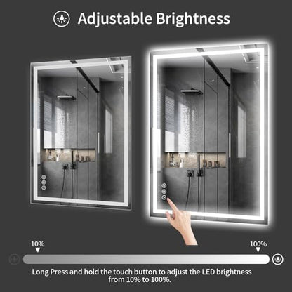 Koonmi 35x24 LED Bathroom Mirror, Shatterproof Mirror with Light | 90CRI Shatterproof Vanity Mirror with Backlit + Front Lit, Easy Install for Bathroom Hotel (IP65) - size: 35"L x 24"W