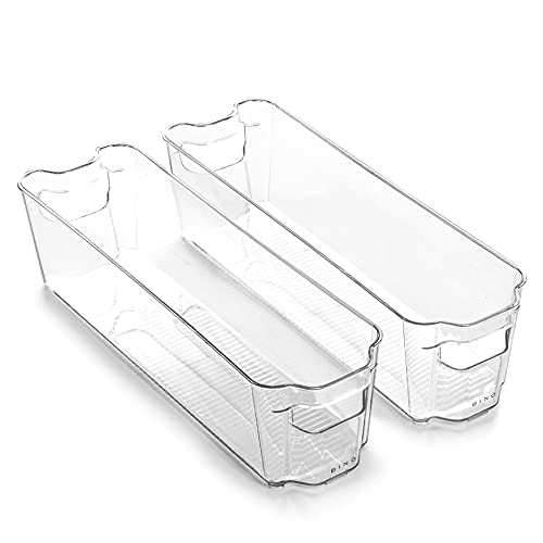 BINO | Stackable Storage Bins, Small - 2 Pack | THE STACKER COLLECTION | Clear Plastic | Built-In Handles | BPA-Free | Containers for Organizing Kitchen Pantry | Multi-Use Organizer - size: Small