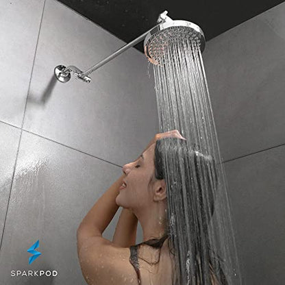 SparkPod 16" Extension Arm, Adjustable Height & Angle, Polished Chrome | Adjustable Height & Angle, Sturdy Lock, Universal Connection, Transform your showers into rain shower experience - color: 1 - Luxury Polished Chrome, style: 16 Inch Adjustable