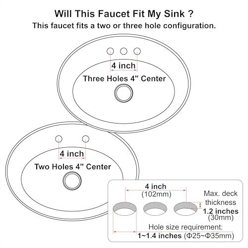 Two Handle Lavatory Faucet 4-inch Centerset Bathroom Sink Faucets with Drain Assembly for 3 Hole Sink Matte Black Finish DF-4303CCH-MT Duttao - color: Matte Black