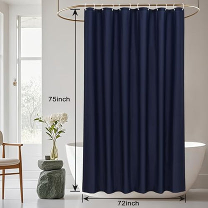AooHome Solid Navy Blue Shower Curtain, Fabric Weighted Hem Shower Liner with Hooks, Reinforced Metal Grommets, Water Repellent, 72 Width x 75 Height inch - color: Navy Blue, size: 72"W x 75"L (Pack of 1)