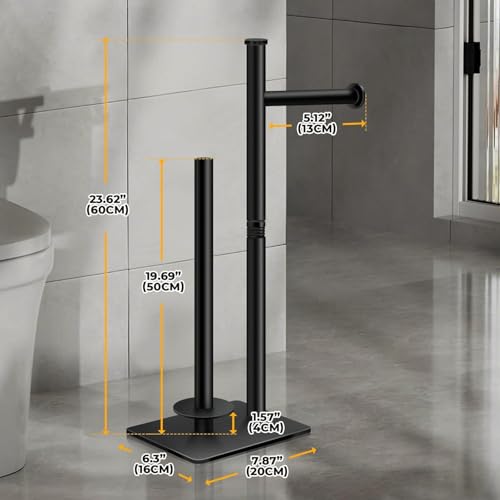 Freestanding Toilet Paper Holder Stand for Bathroom, Matte Black, 4 Rolls | 304 stainless steel bathroom tissue holder keeps 1 roll ready and stores 3 spare rolls with a stable non-slip floor base - size: Style 1
