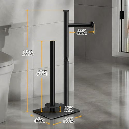 Freestanding Toilet Paper Holder Stand for Bathroom, Matte Black, 4 Rolls | 304 stainless steel bathroom tissue holder keeps 1 roll ready and stores 3 spare rolls with a stable non-slip floor base - size: Style 1