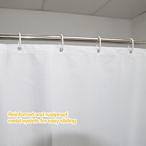 White Waffle Shower Curtains 65 Inches Long for Step in Tub with 12PK Hooks | Water-Repellent Fabric 12PK Hooks - color: White, size: 70"W x 65"L (Pack of 1)