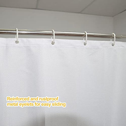 White Waffle Shower Curtains 65 Inches Long for Step in Tub with 12PK Hooks | Water-Repellent Fabric 12PK Hooks - color: White, size: 70"W x 65"L (Pack of 1)