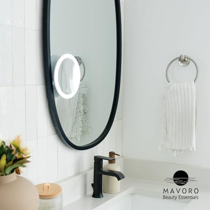 6.8" LED Magnifying Makeup Mirror,3 Suction Cups,4x AAA Batteries (10X) - color: 10x