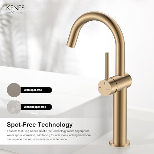Champagne Bronze Vessel Sink Faucet, 1 Handle Tall Bathroom Faucet | Vessel Bowl Faucet with Pop Up Drain & Supply Lines, Lead-Free cUPC & NSF Certified, 1 Hole Faucet for Vanity RV Restroom - color: Champagne Bronze, size: Tall