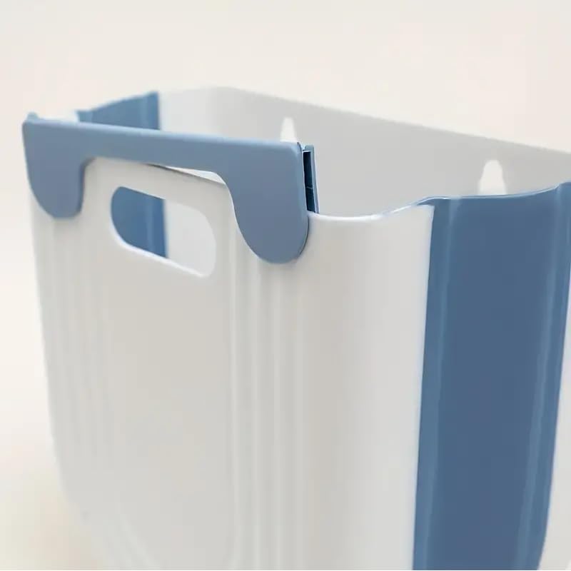 1pc Hanging Trash Can with Cabinet Hook, Plastic Foldable Collapsible Waste Bin, Small Wall Mounted Garbage Bin for Kitchen Cabinet Door - Blue - color: Blue