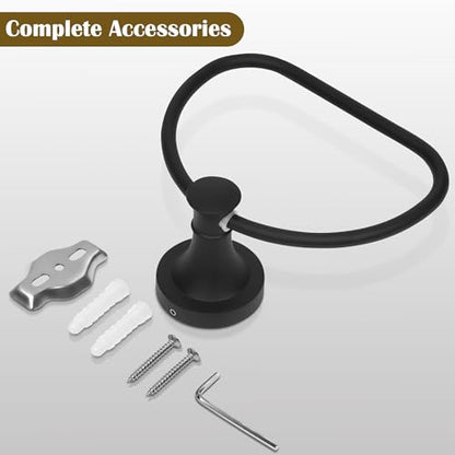 Black Bathroom Hand Towel Holder, Matte Black Towel Ring Holder, Wall Mounted Towel Rack Hanger Home Half Round Bathroom Hardware Accessory Modern - color: Black