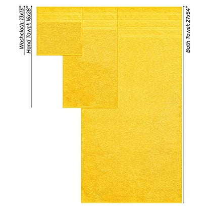 American Soft Linen 100% Carde Cotton 6 Piece Towel Set, 590 GSM Heavy Weight Soft Absorbent Turkish Towels for Bathroom, Sun Yellow - color: Yellow