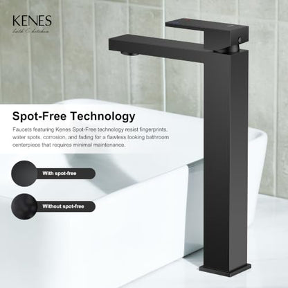 Matte Black Vessel Sink Faucet Single Hole, Tall Bathroom Sink Faucet | Vessel Bowl Faucet with Pop Up Drain & Supply Lines, Lead-Free cUPC & NSF Certified, 1 Hole Faucet for Vanity RV Restroom - color: Matte Black, size: Tall