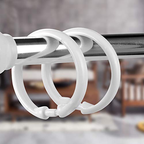 Shower Curtain Rings-12 Pack- Plastic Shower Curtain Hooks O-Shaped Rings Hook Glide Easily on Bathroom Shower Rod(White)