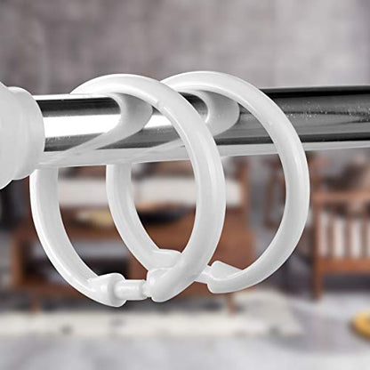 Shower Curtain Rings-12 Pack- Plastic Shower Curtain Hooks O-Shaped Rings Hook Glide Easily on Bathroom Shower Rod(White)