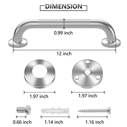 2 Pack 12 Inch Grab Bars for Bathtubs and Showers,Anti Slip Shower Grab Bar | Stainless Steel Shower Handle Toilet Handicap Elderly Senior Assist Bathroom Saft Handle for Shower Bench ,Waterproof - size: 12 Inch