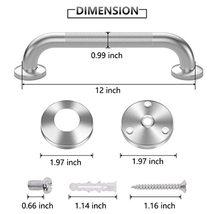 2 Pack 12 Inch Grab Bars for Bathtubs and Showers,Anti Slip Shower Grab Bar | Stainless Steel Shower Handle Toilet Handicap Elderly Senior Assist Bathroom Saft Handle for Shower Bench ,Waterproof - size: 12 Inch