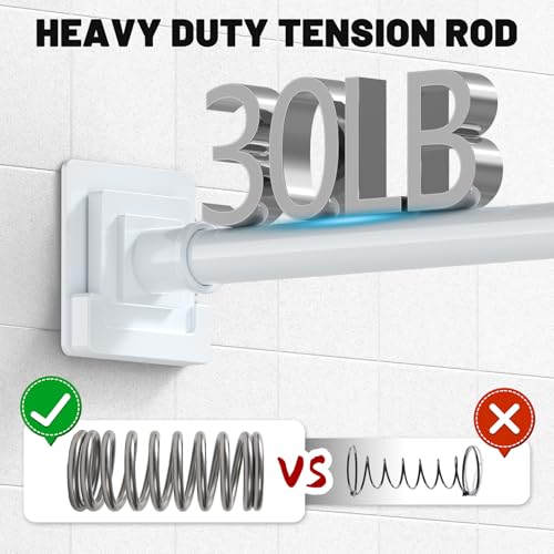 UIOSANRT White Shower Curtain Rod 31-68 inches with Holders, Stainless Steel Shower Rod & Tension Rod, Adjustable Tension Shower Curtain Rod for Bathroom, Windows, Closet - color: White, size: 31"-68"