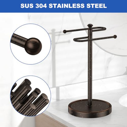 Hand Towel Holder, 304 Stainless Steel Heavy Duty S Shape Hand Towel Stand Free Standing Towel Bar for Bathroom Kitchen Countertop - color: Bronze