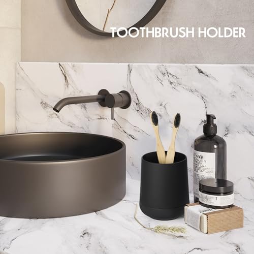 Matte Black Silicone Boot Toothbrush Holders, Modern Tooth Brushing and Toothpaste Holder Tumbler Cup for Bathroom Organizer (Black) - color: Black