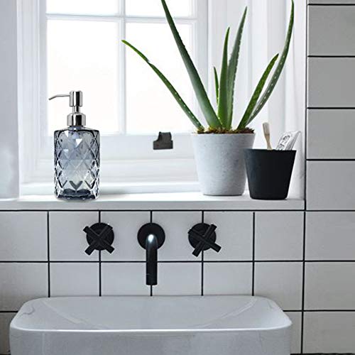 JASAI 12Oz Diamond Grey Glass Soap Dispenser with 304 Rust Proof Soap Pump | Dish Soap Dispenser with 304 Rust Proof for Kitchen, Bathroom Soap dispenser for Hand Soap, Liquid Soap - color: Gray