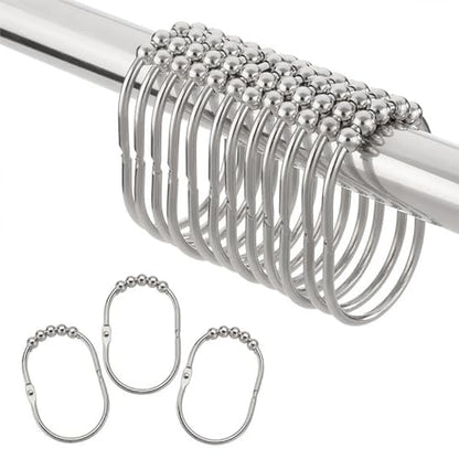 Shower Curtain Hooks Roller Shower Hooks for Curtain Chrome 12PCS | Rust Proof Stainless Steel, Shower Curtain Hangers Rings for Bathroom Shower Rods Curtains Liners, Easy Glide - color: Oval Shape - Polished Chrome