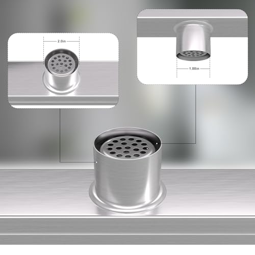 Brushed Nickel 18-Inch Linear Shower Drain with Tile Insert Grate, Rectangle Floor Drain 304 Stainless Steel Including Hair Strainer - color: Brushed, size: 18 IN
