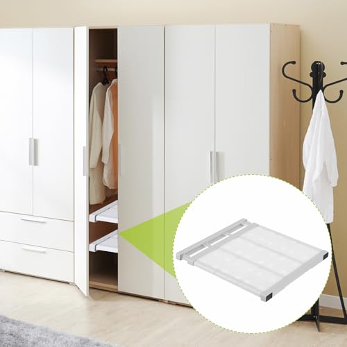 HARFINGTON Expandable Closet Tension Shelf 14.96" to 23.62" Adjustable Closet Organizer 2.5" x 13.78" Flower Pattern Storage Rack for Wardrobe Cupboard Kitchen Bedroom - size: 38cm to 60cm