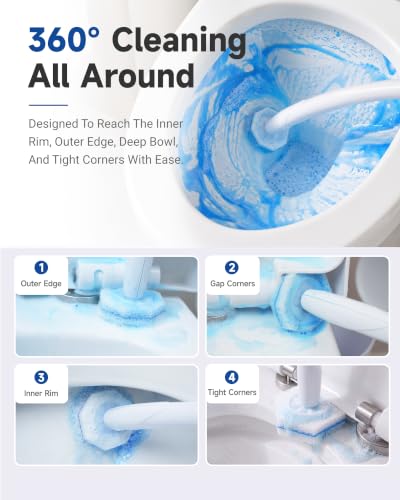60 Count Toilet Wand Refills Compatible with Clorox Toilet Wand | 5X Cleaning Power Toilet Bowl Cleaners & 3-Layer High-Density Toilet Scrubber Refill-No Falling Apart, Instant Foam Cleaning - size: 1 Count (Pack of 60)