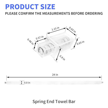 24 Inch Clear Bathroom Towel Bar Replacement Bar with Adjustable Spring End Sturdy Plastic Ceramic Rack Replacement Towel Bar Suitable for Kitchen and Bathroom Towel Storage - size: clear-1 piece