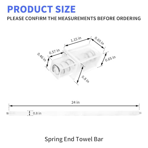 2 Pack 24 Inch Clear Bathroom Towel Bar Replacement Bar with Adjustable Spring End Sturdy Plastic Ceramic Rack Replacement Towel Bar Suitable for Kitchen and Bathroom Towel Storage - size: clear-2 pieces