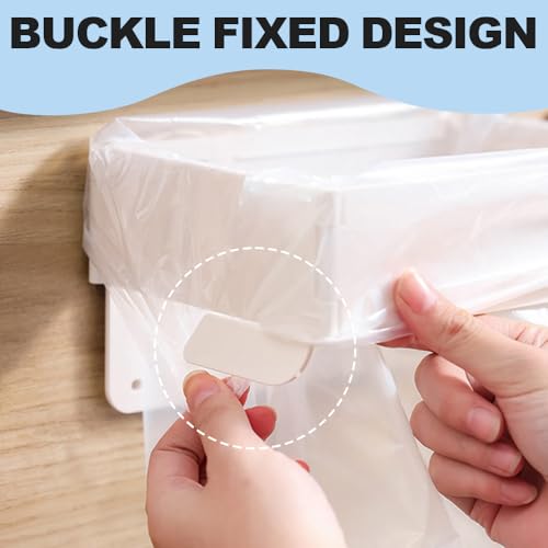 Foldable Trash Bag Holder, Magnetic Portable Trash Bag Holder Easy to Open Close, Space Saving Wall Mounted Foldable Garbage Bag Hanger for Kitchen Toilets Table Sides (White-2PCS) - color: White-2PCS