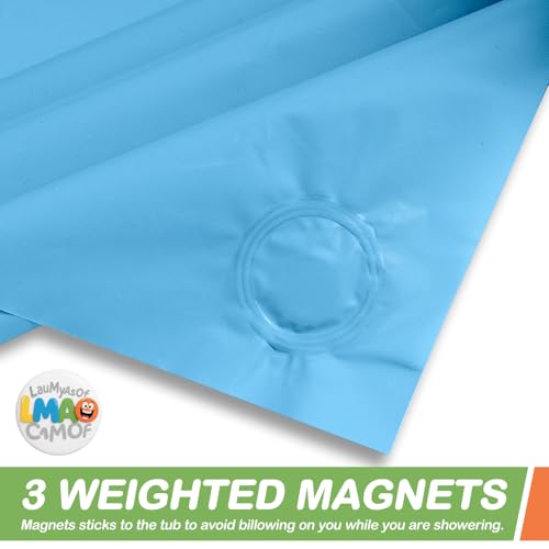 2 Pack | Light Blue Plastic Shower Curtain Or Liner, 72x72 Inch Lightweight Plastic Bathroom Shower Showroom Inner Curtain with Rustproof Metal Grommet Holes and Weighted Magnets - color: Light Blue