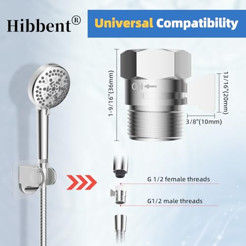 Hibbent All Metal 1 Pack Shower Head Flow Control Valve, G1/2 Brass Shut-off Valve with Metal Handle Lever, Shut OFF Water Flow Control Regulator for Handheld Shower, or Bidet Sprayer, Chrome - color: Chrome