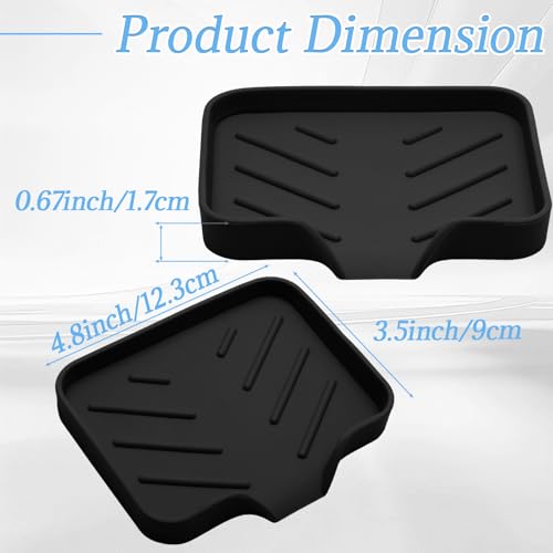 BokWin Silica Gel Soap Dish with Drain, Black, 4.8x3.5 Inch | 1 Pack, Self Draining, For Shower, Bathroom and Kitchen, Bar Soap Holder - color: Black