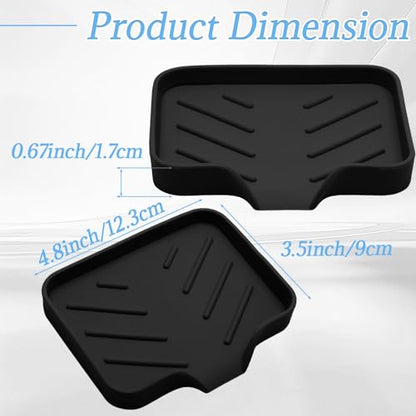 BokWin Silica Gel Soap Dish with Drain, Black, 4.8x3.5 Inch | 1 Pack, Self Draining, For Shower, Bathroom and Kitchen, Bar Soap Holder - color: Black