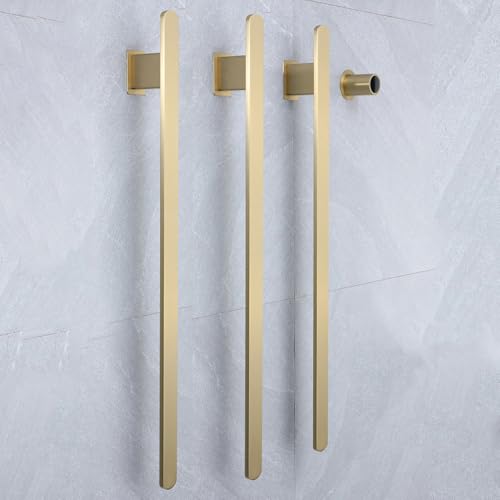 Bathroom Heated Towel Rack, Brushed Gold Towel Warmer, 3Bars, 110V | Smart Touch Control, Wall Mounted, Concealed Hardwired, Stainless Steel, Dry Towels in Modern Bathrooms, Space-Saving Design - color: Brushed Gold-3 Bars