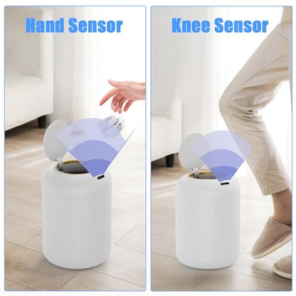 URALFA Motion Sensor Trash Can with Lid, 3 Gallon / 11 L Automatic Bathroom Trash Can, Touchless Trash Bin, Smart Plastic Garbage Can for Bedroom, Kitchen, Living Room, Office, White - color: White, style: Automatic